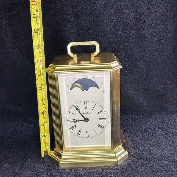 Brass Mantle Clock with Moon Phase and Sound by Seth Thomas, Vintage
